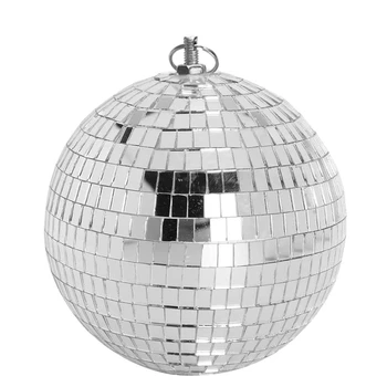 30 cm Disco Svetlo Zrkadlo Loptu, Stage Reflexné Strany Zrkadlo Gule Striebra S Visiace Krúžky Pre Tanec, Narodeniny,Domov Obrázok