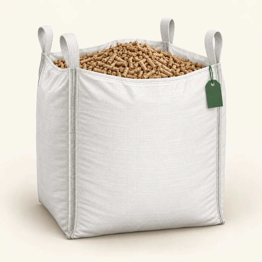 Drevené pelety BIG BAG 1000 až 1300 kg – ilustračná vizualizácia